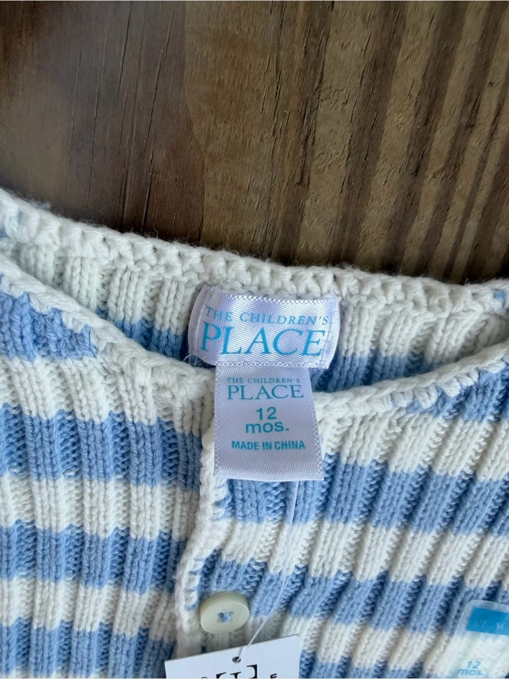 The Children’s Place Baby 12M Blue White Striped Knit Cardigan Sweater NWT
